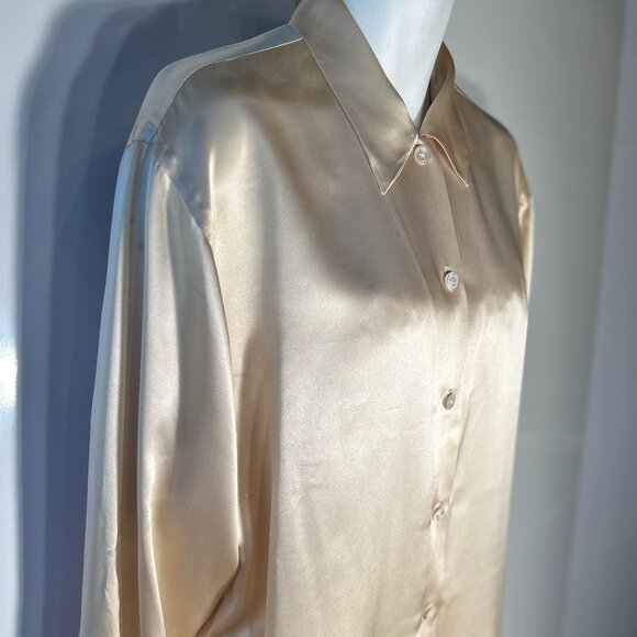 Ralph Lauren  SZ M Cream Silk Blouse Career Capsule Heritage Old $ Quiet Luxury - Picture 5 of 10